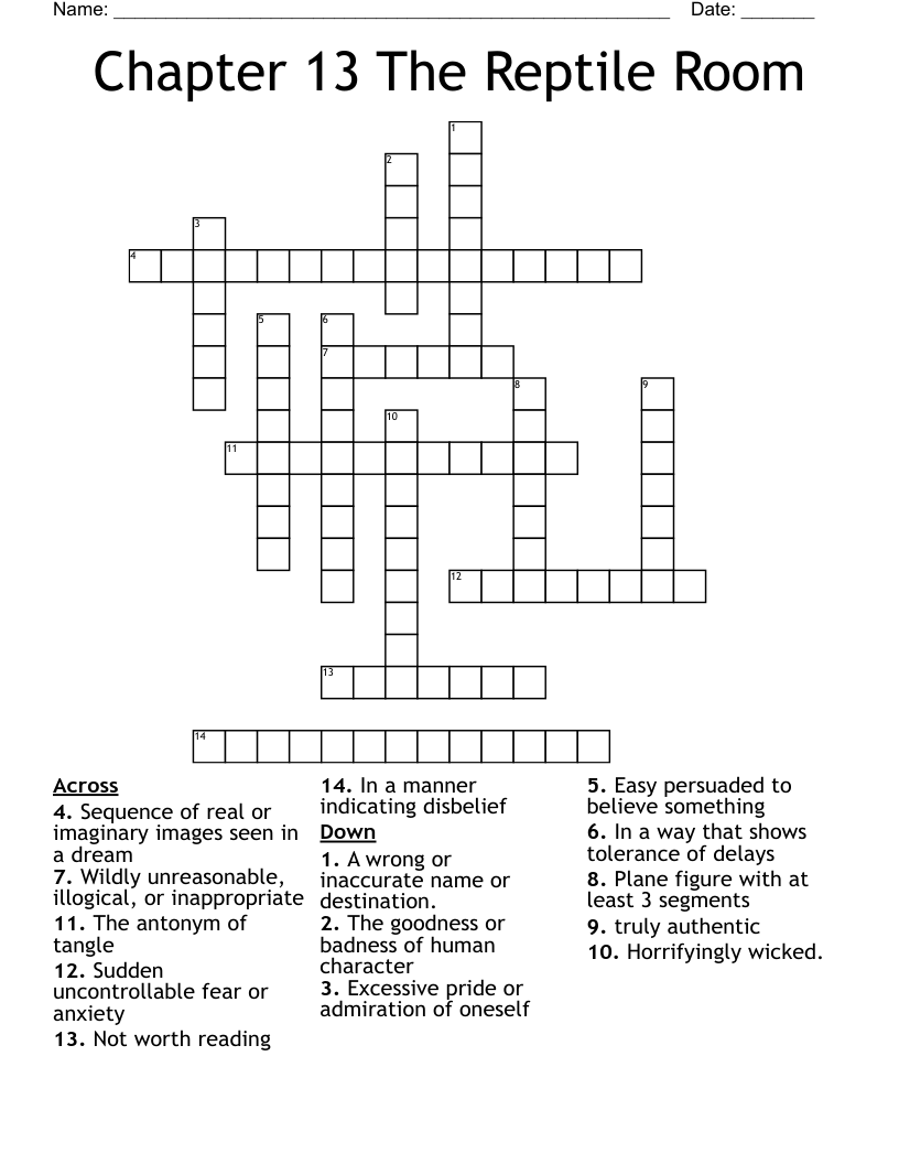Chapter 13 The Reptile Room Crossword