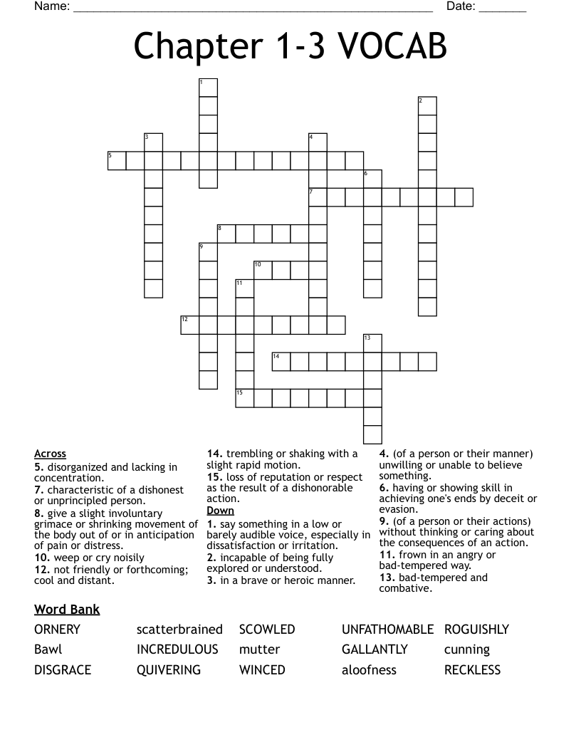 Chapter 1-3 VOCAB Crossword
