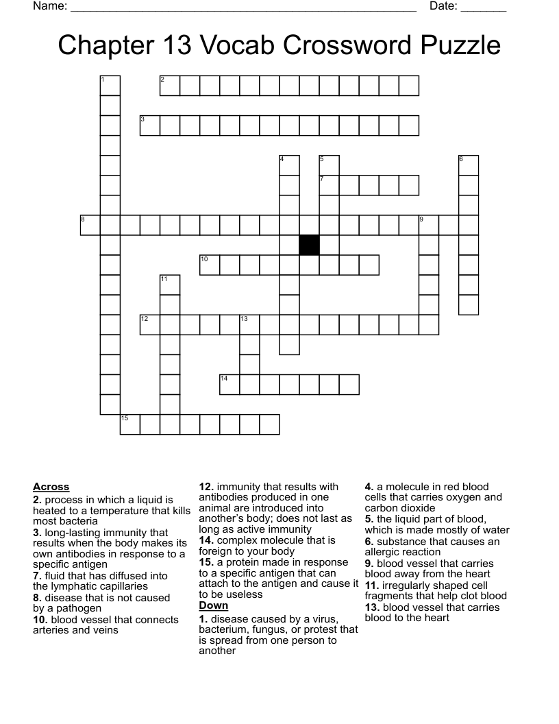 Chapter 13 Vocab Crossword Puzzle