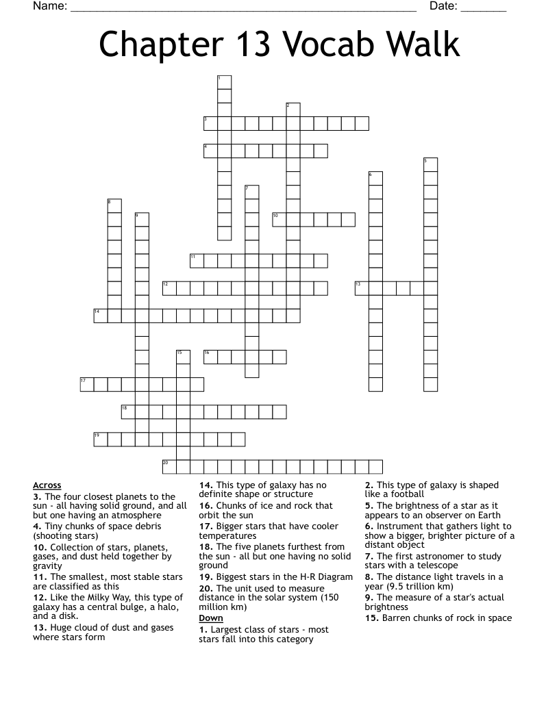 Chapter 13 Vocab Walk Crossword
