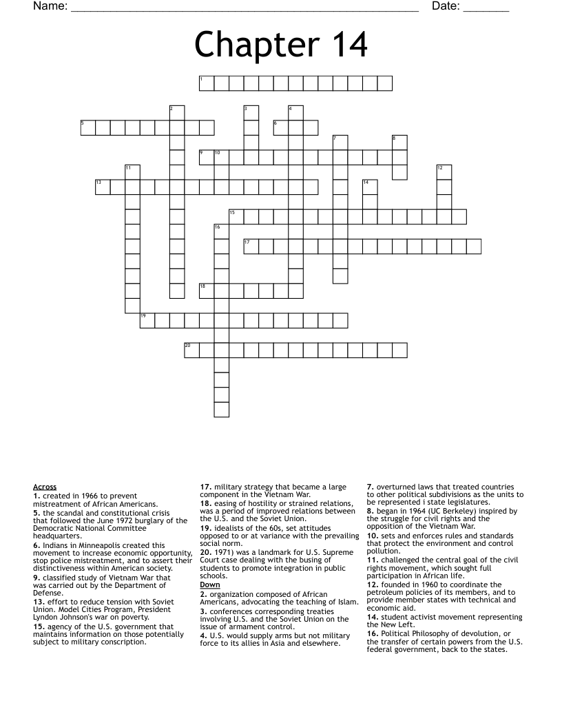 Chapter 14 Crossword