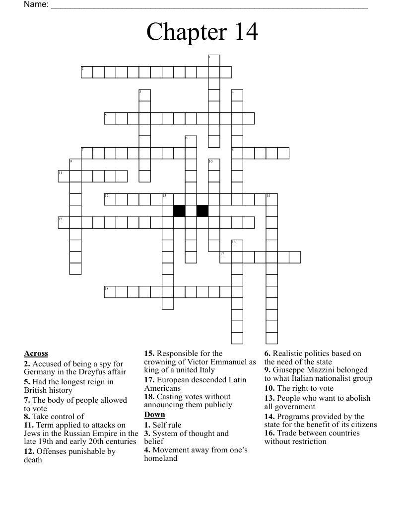 Chapter 14 Crossword