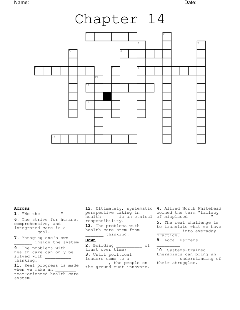 Chapter 14 Crossword