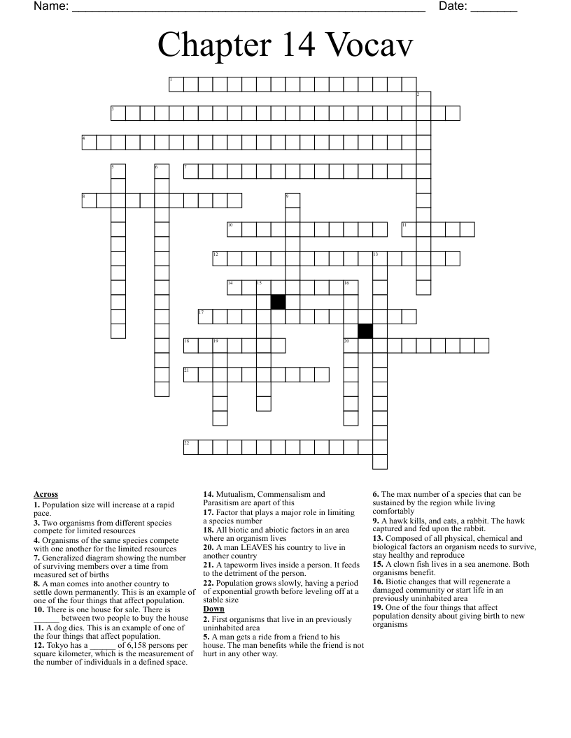 Chapter 14 Vocav Crossword
