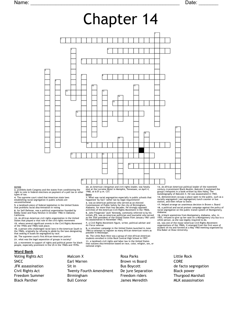 Chapter 14  Crossword