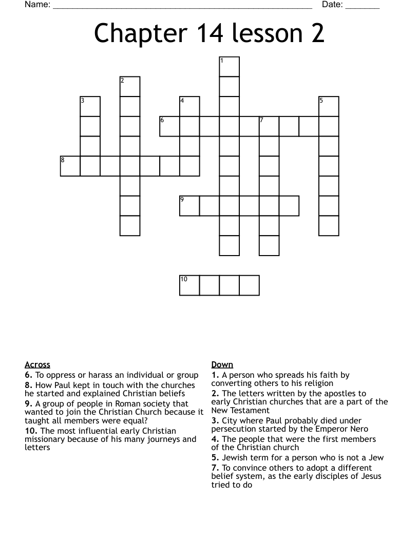 Chapter 14 lesson 2 Crossword