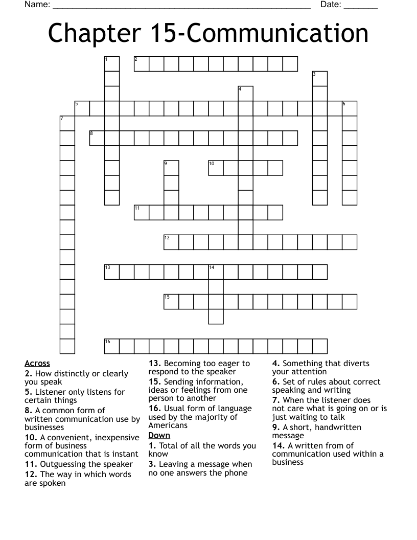 Chapter 15-Communication Crossword
