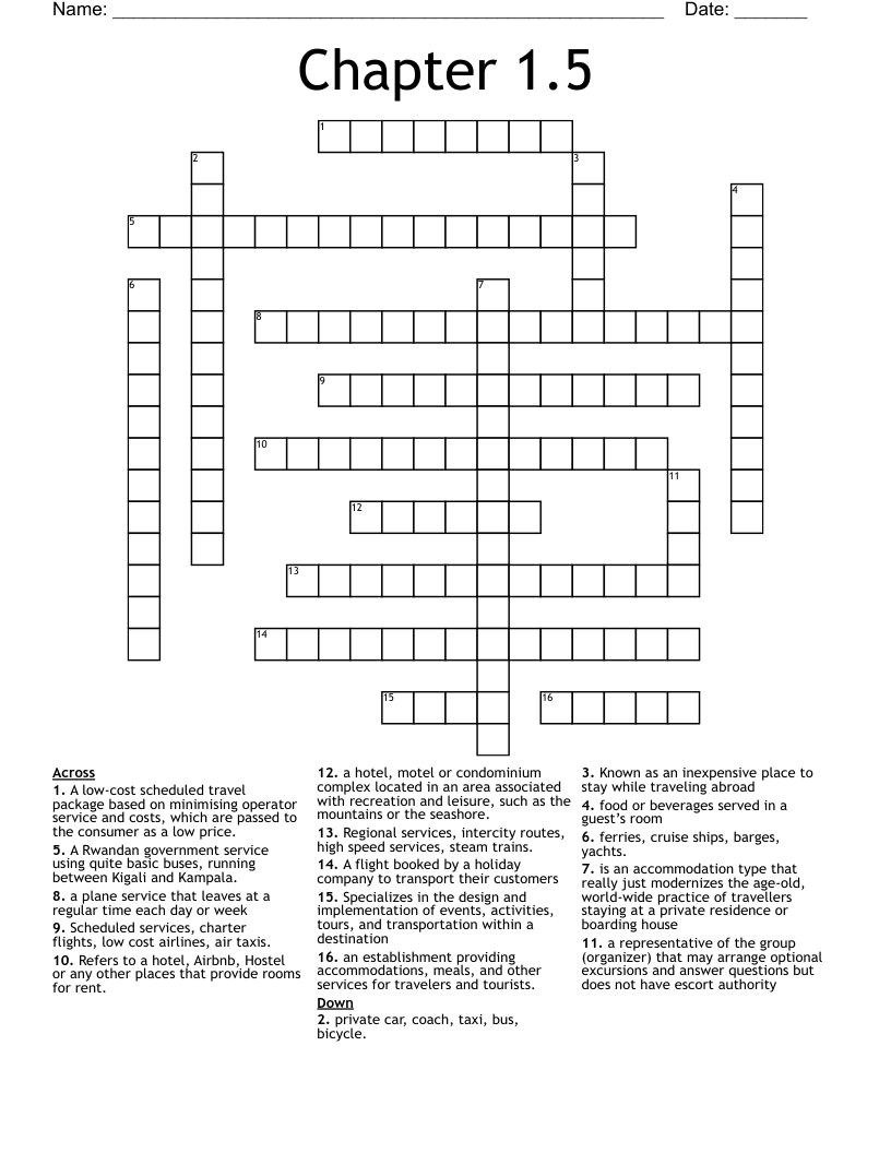 Chapter 1.5 Crossword