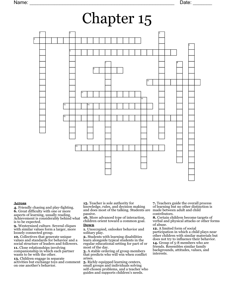Chapter 15 Crossword