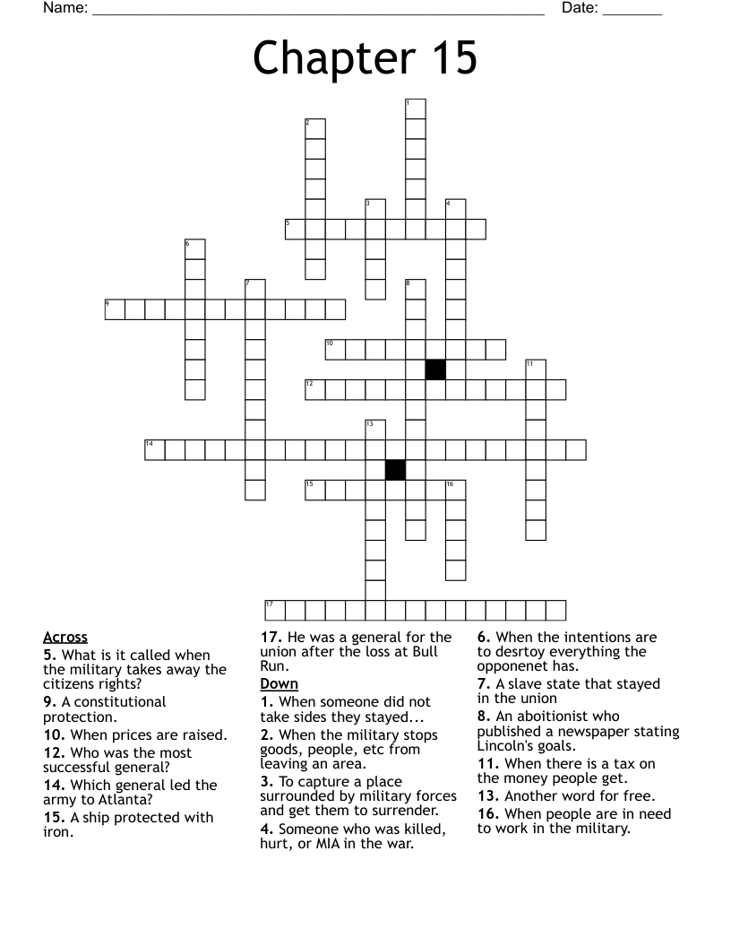 Chapter 15 Crossword