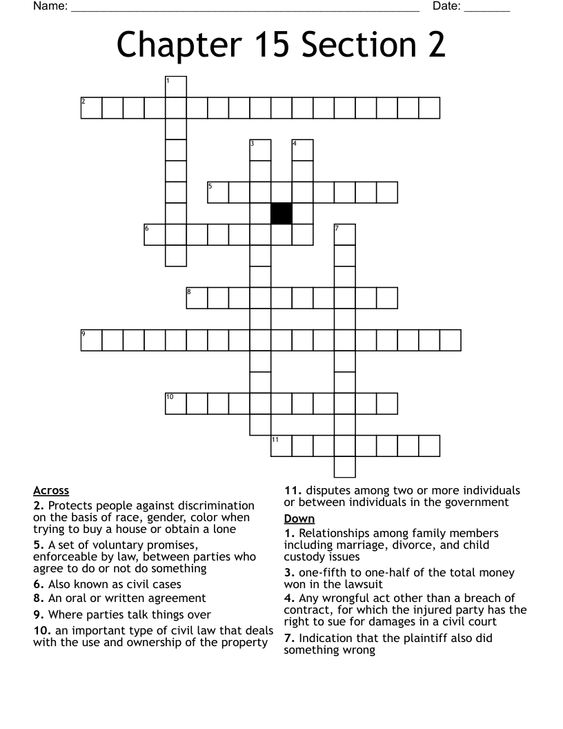 Chapter 15 Section 2 Crossword