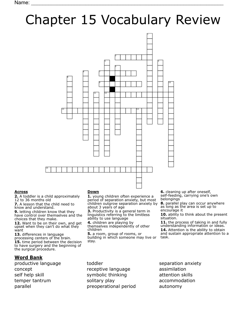 Chapter 15 Vocabulary Review Crossword