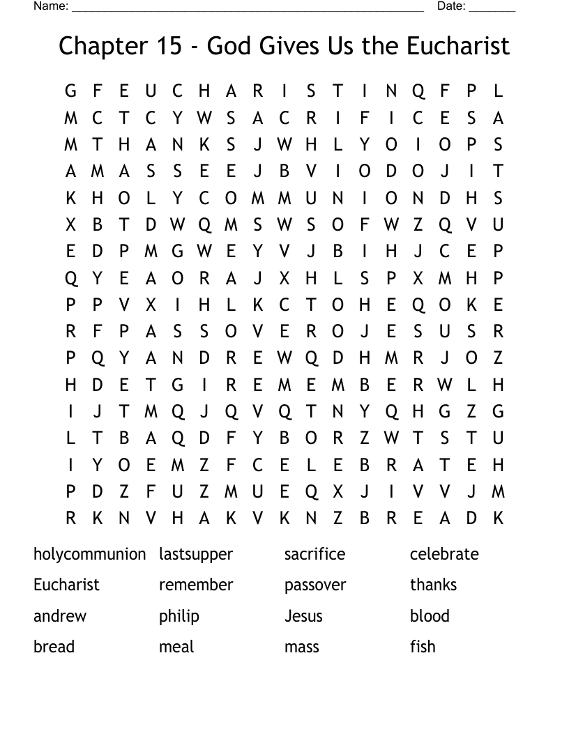 Chapter 15 - God Gives Us the Eucharist Word Search