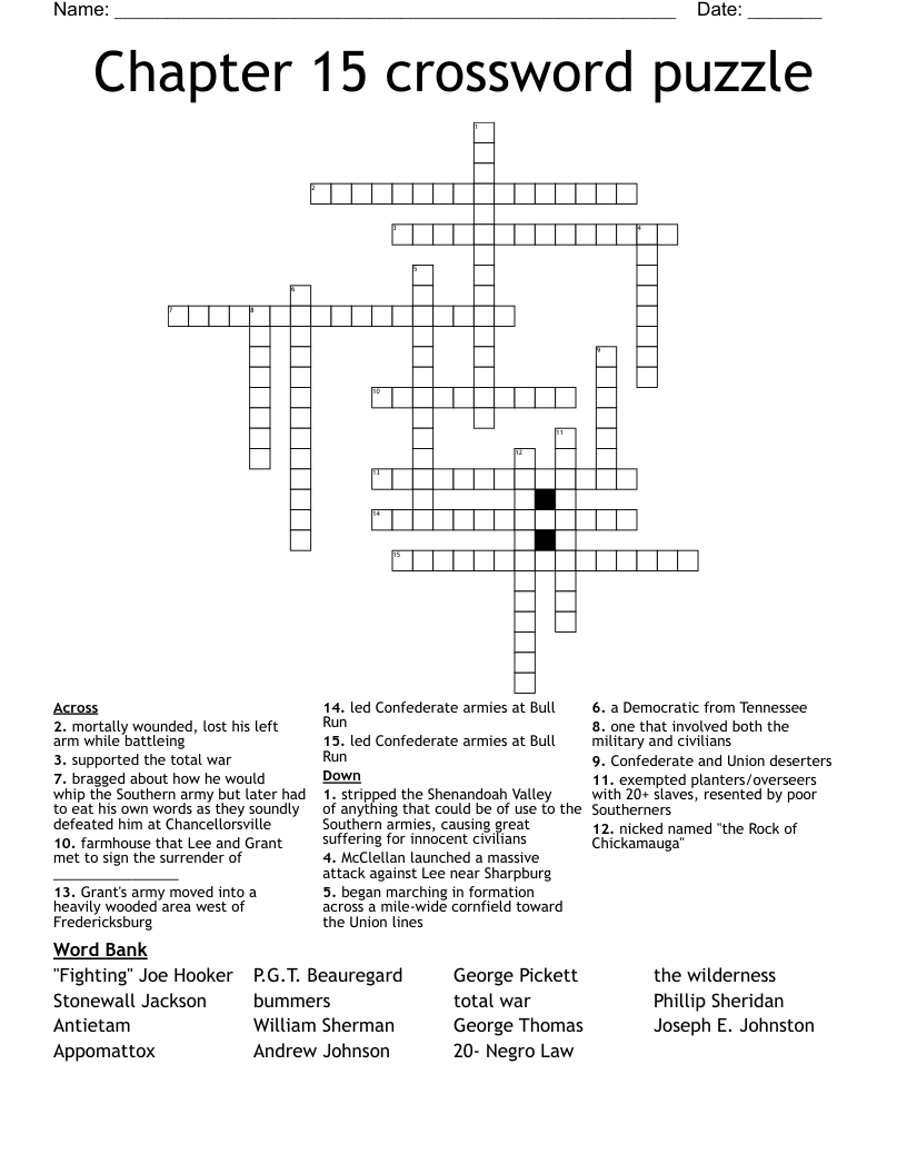 Chapter 15 crossword puzzle