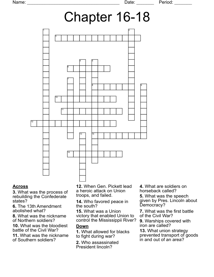 Chapter 16-18 Crossword