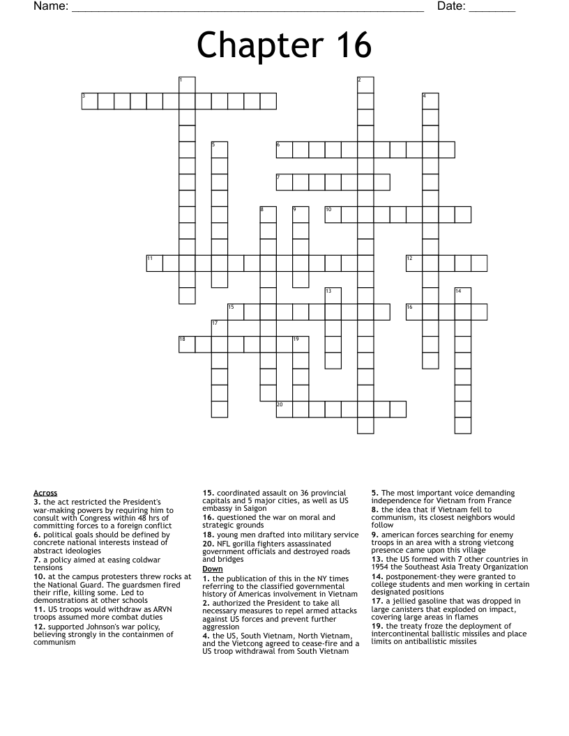 Chapter 16 Crossword