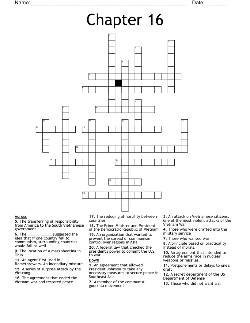 Chapter 16 Crossword