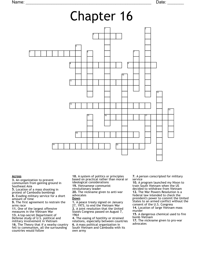 Chapter 16 Crossword