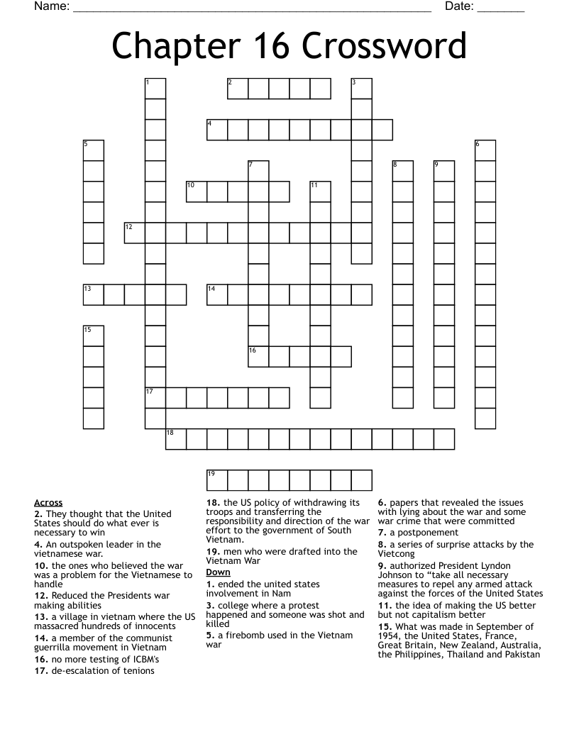 Chapter 16 Crossword