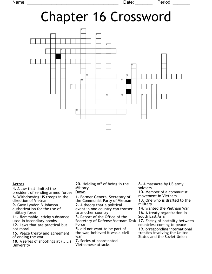 Chapter 16 Crossword