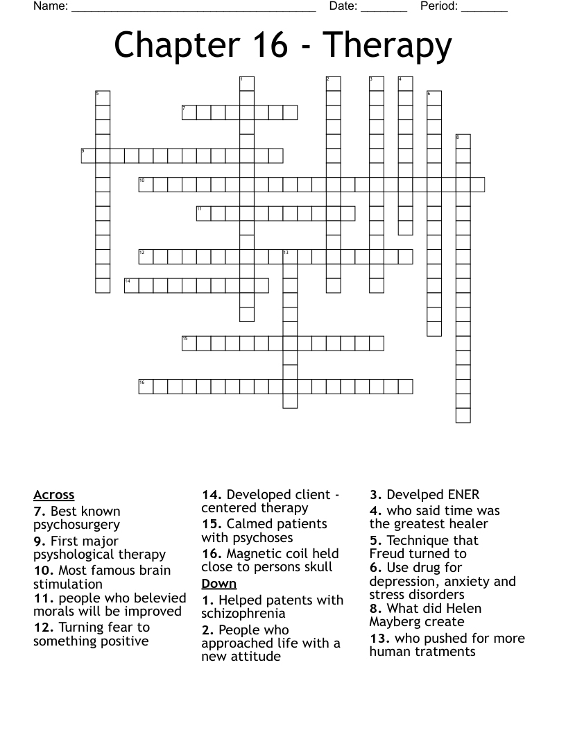 Chapter 16 - Therapy Crossword