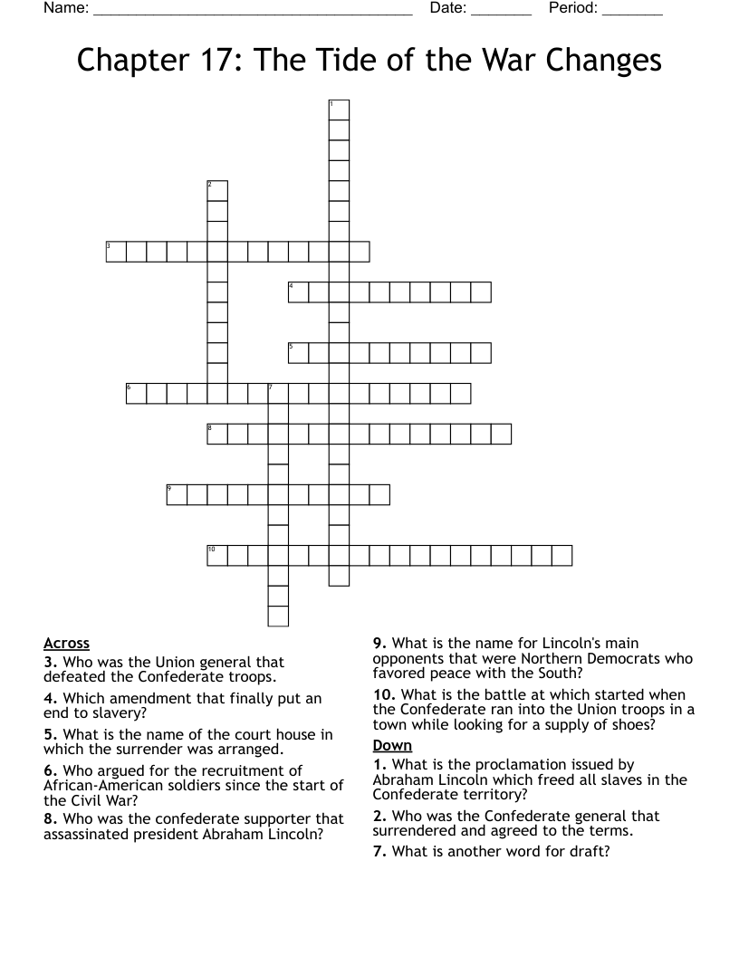 Chapter 17: The Tide of the War Changes Crossword