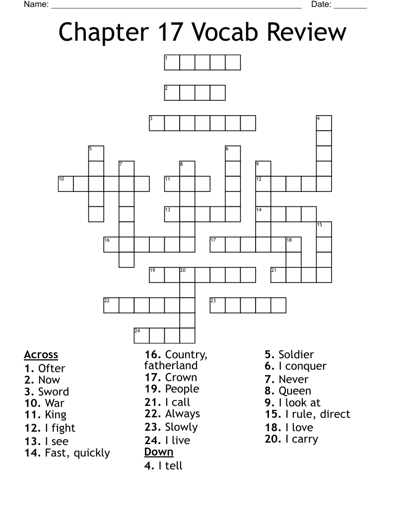 Chapter 17 Vocab Review Crossword