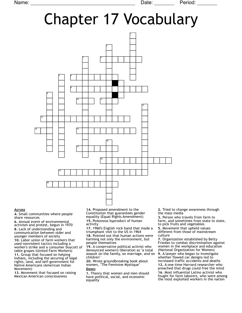 Chapter 17 Vocabulary Crossword
