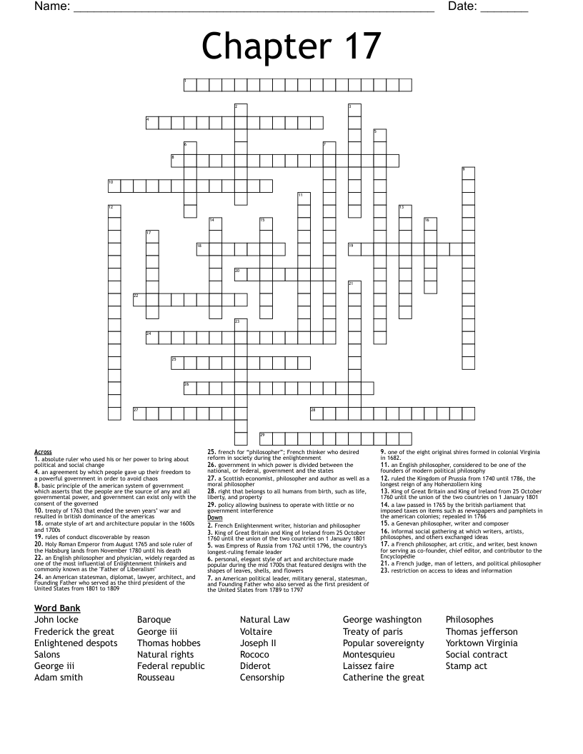 Chapter 17  Crossword