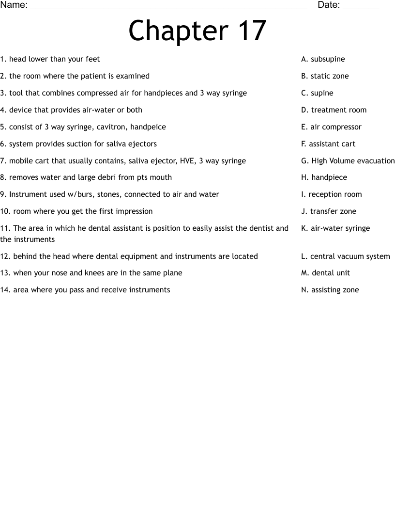 Chapter 17  Worksheet