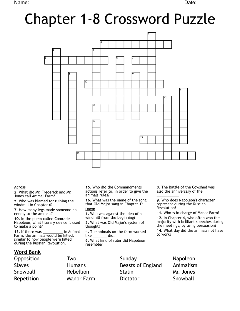 Chapter 1-8 Crossword Puzzle