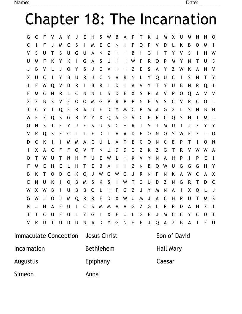 Chapter 18: The Incarnation Word Search