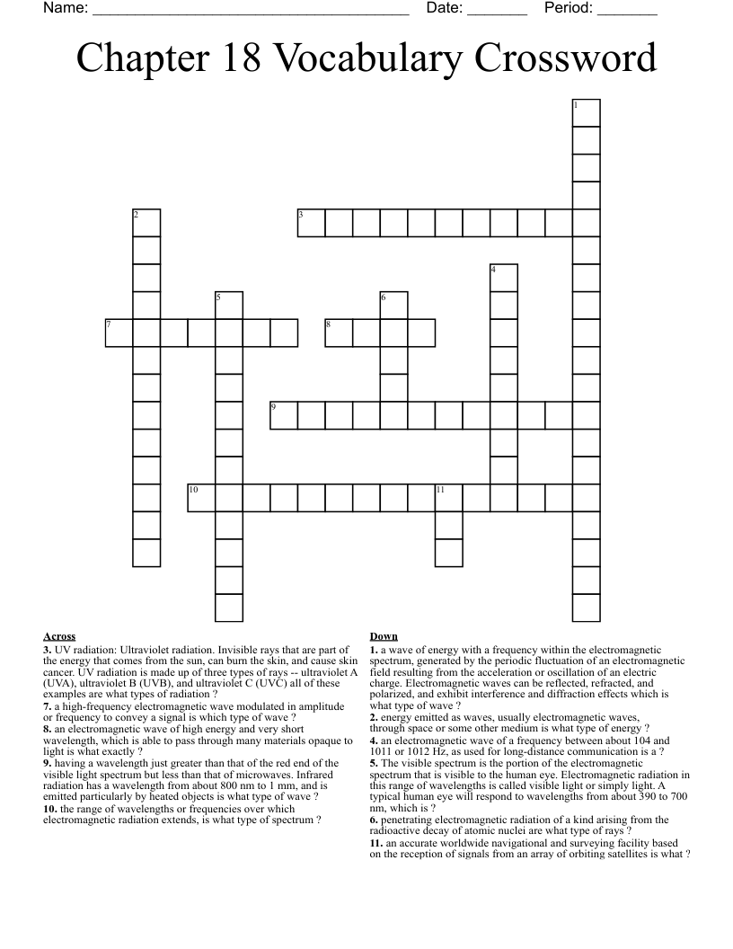Chapter 18 Vocabulary Crossword