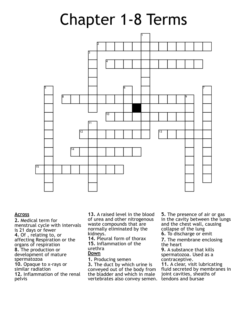 Chapter 1-8  Terms Crossword