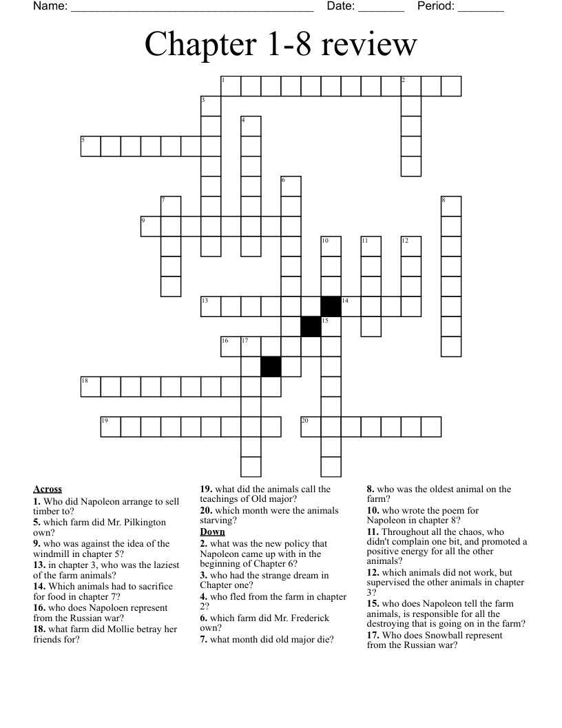 Chapter 1-8 review  Crossword