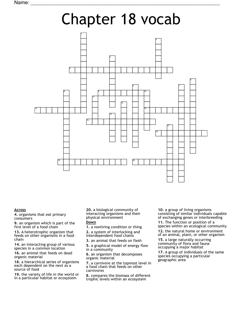 Chapter 18 vocab Crossword