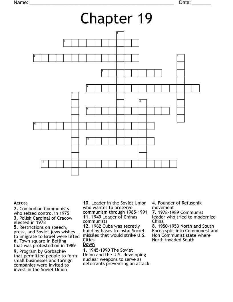 Chapter 19 Crossword