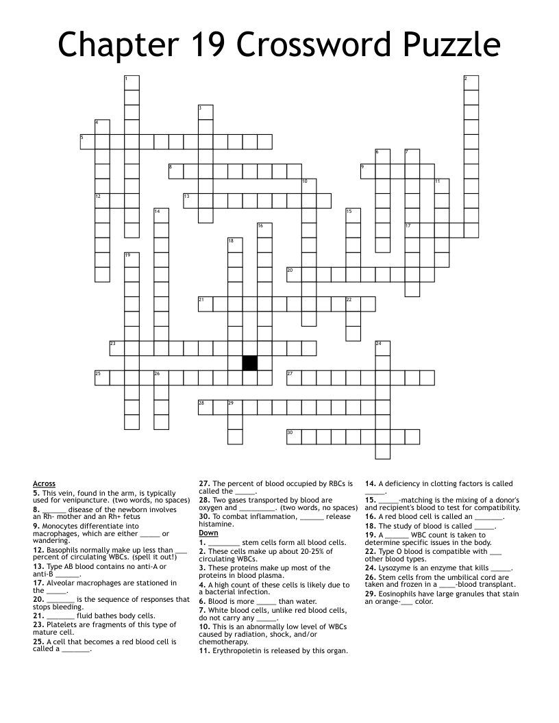 Chapter 19 Crossword Puzzle