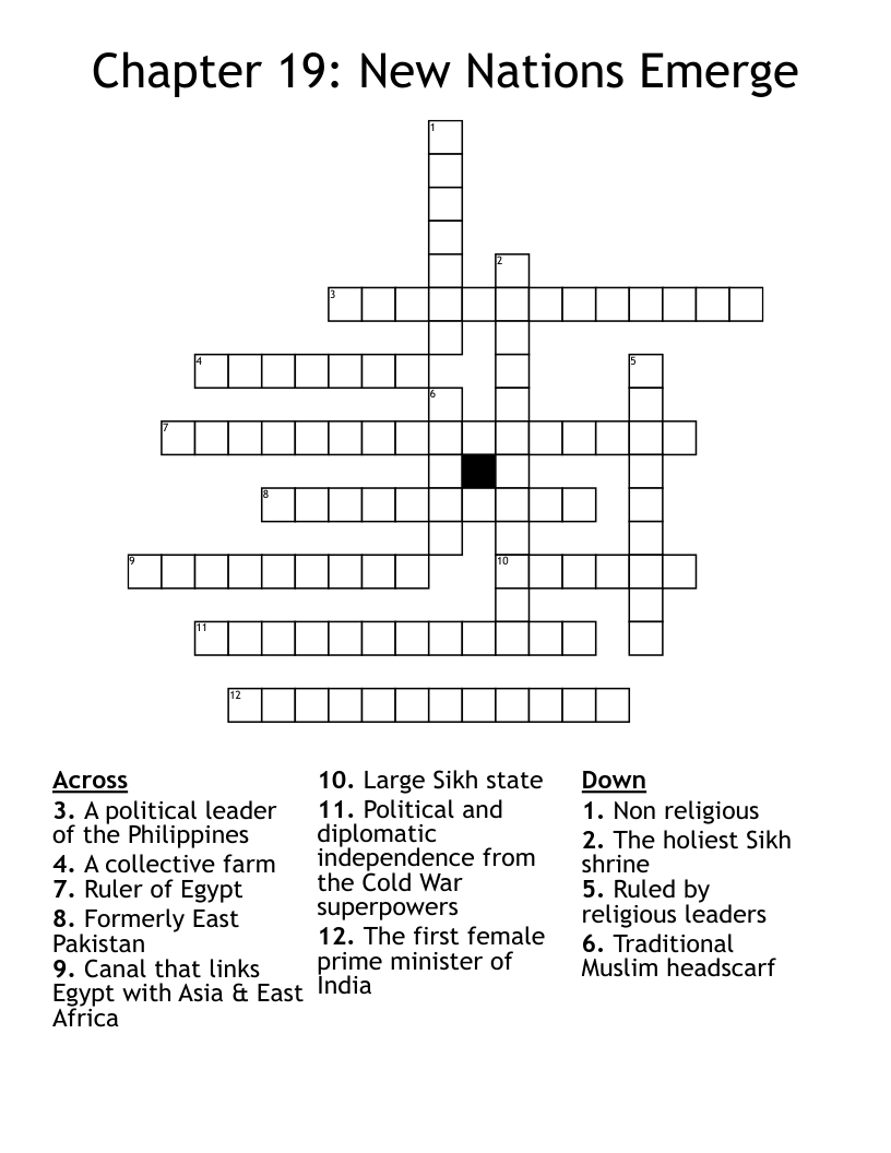 Chapter 19: New Nations Emerge Crossword