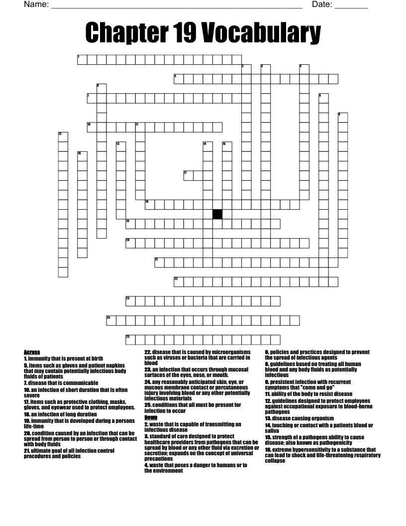 Chapter 19 Vocabulary Crossword