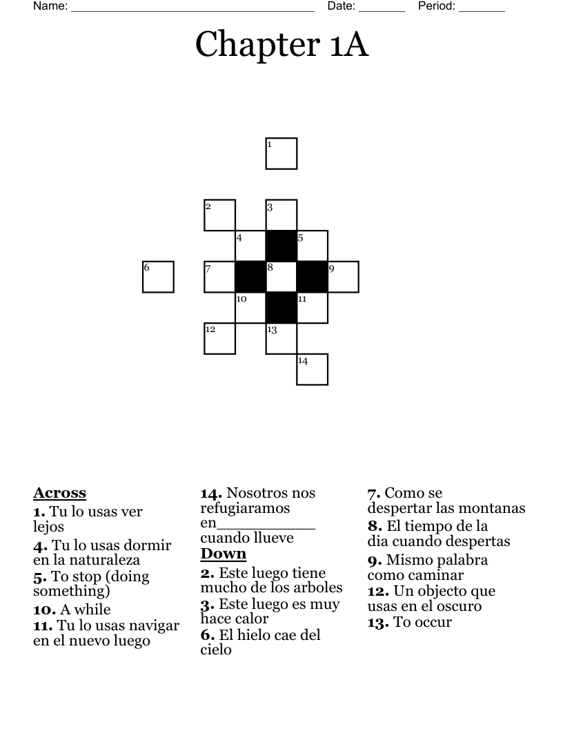 Chapter 1A Crossword