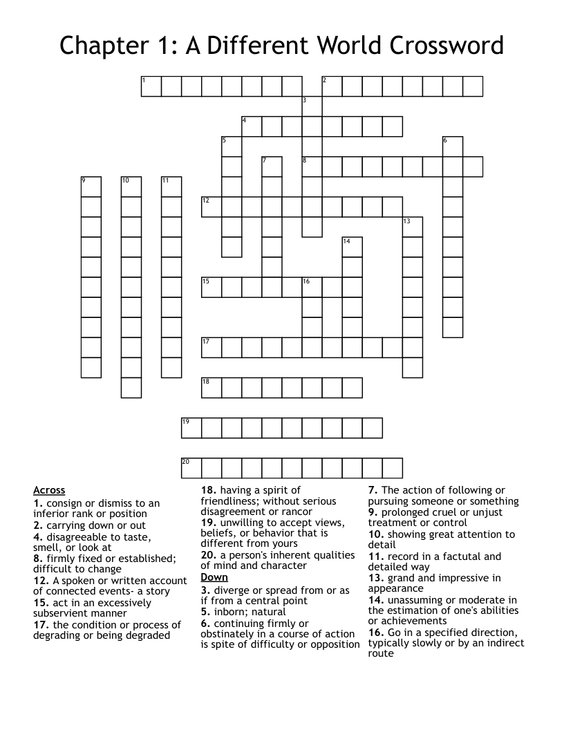 Chapter 1: A Different World Crossword