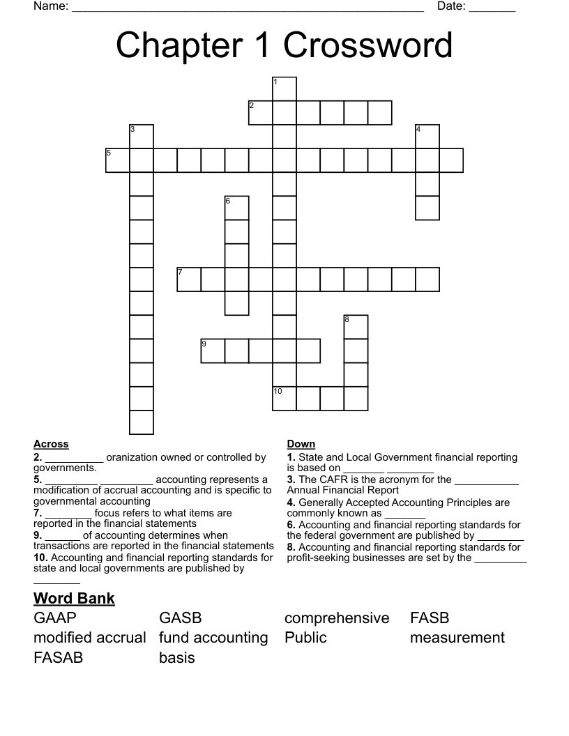 Chapter 1 Crossword
