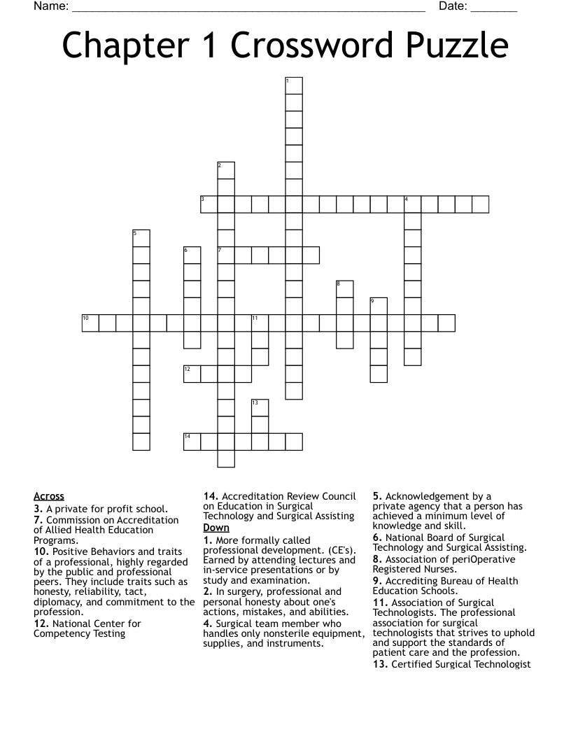 Chapter 1 Crossword Puzzle