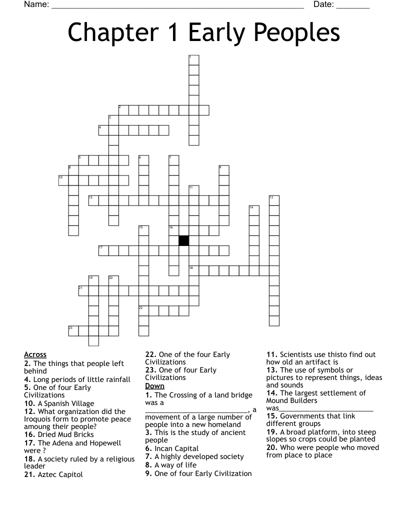 Chapter 1 Early Peoples Crossword