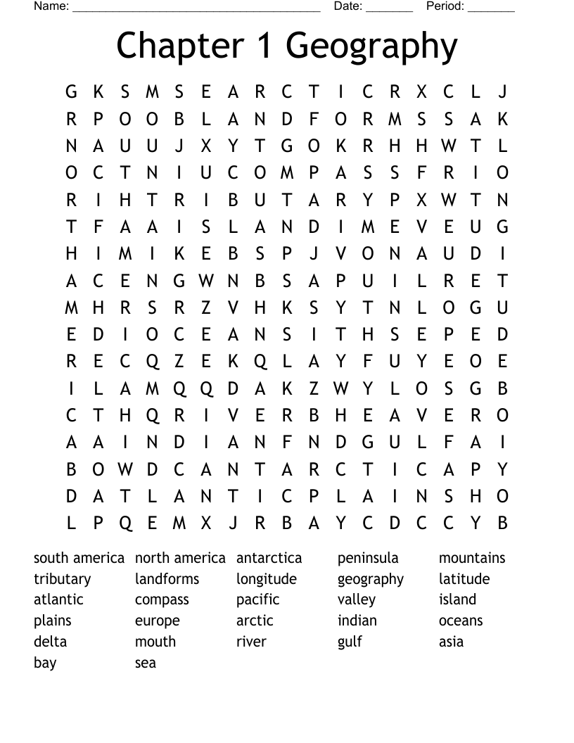 Chapter 1 Geography Word Search