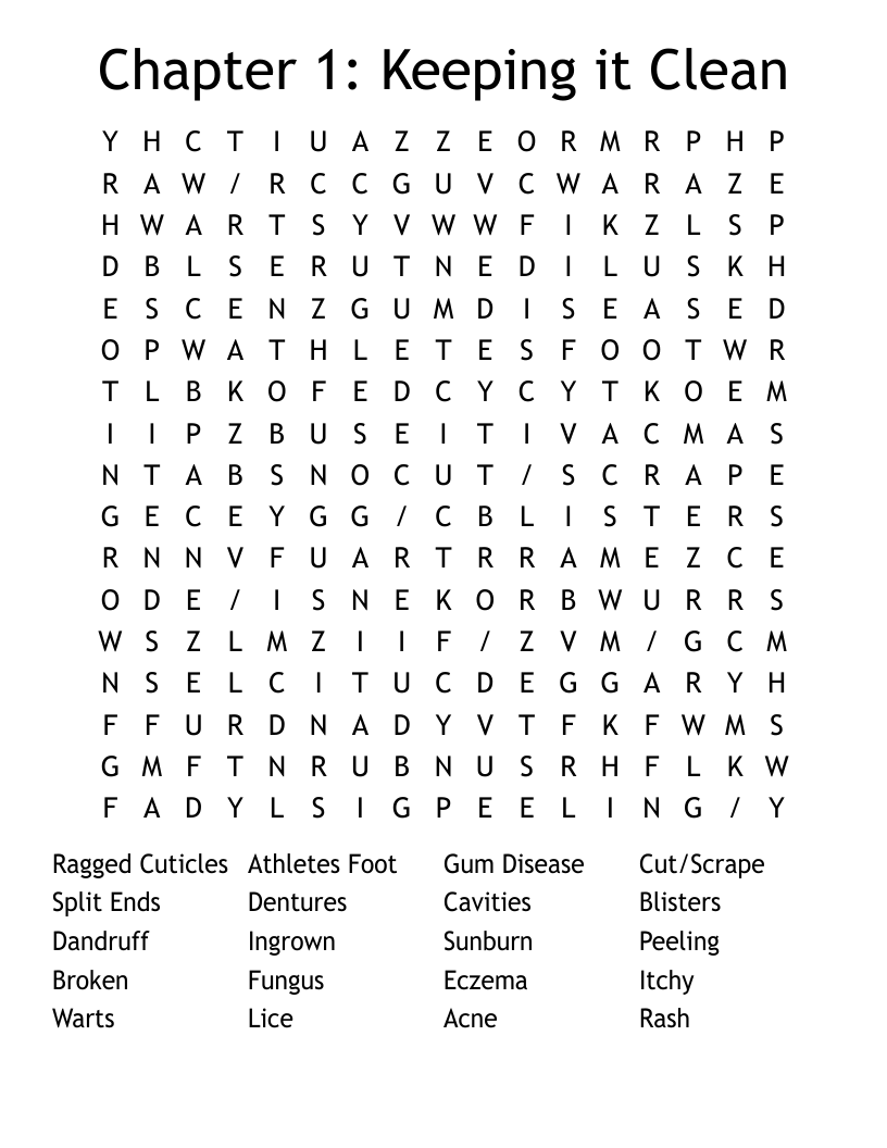 Chapter 1: Keeping it Clean Word Search