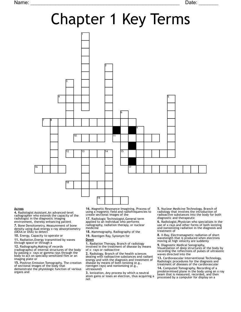 Chapter 1 Key Terms Crossword