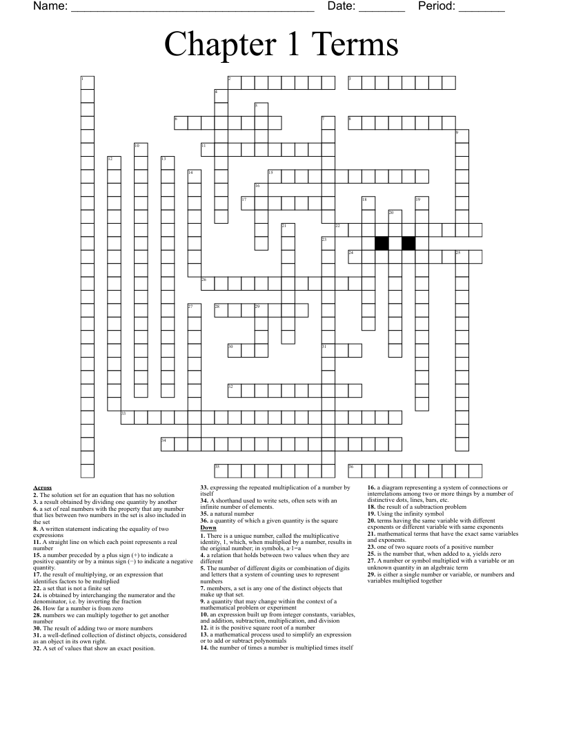 Chapter 1 Terms Crossword