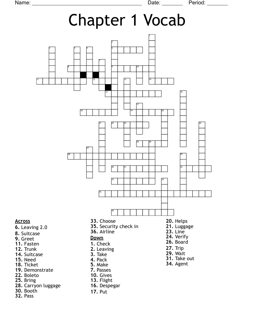 Chapter 1 Vocab Crossword